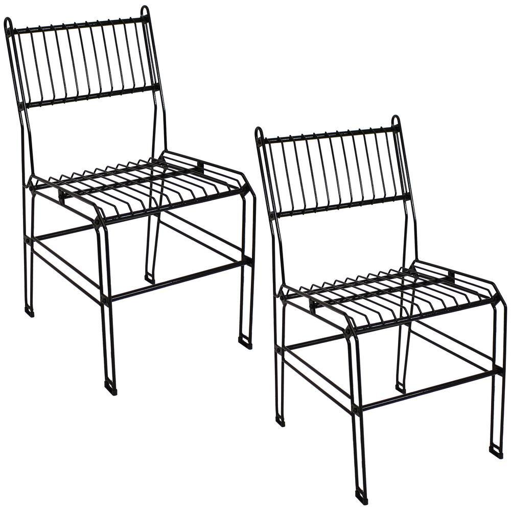 Sunnydaze Decor Steel Wire Indoor/Outdoor Dining Chair in Black (2Pack) MTR4542PK The Home