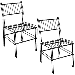Steel Wire Indoor/Outdoor Dining Chair in Black (2-Pack)