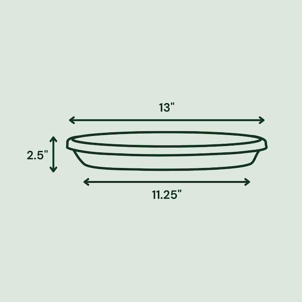 Bloem Terra 13 in. D Resin Tray Charcoal