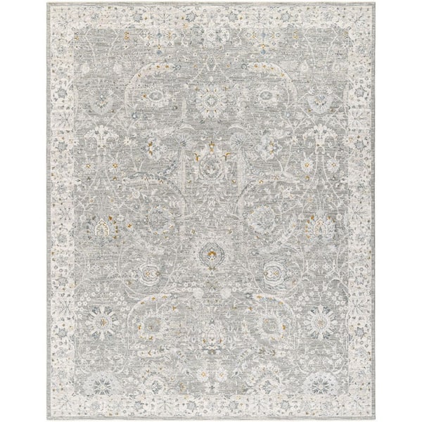 Dresden Medium Gray Traditional Border 12 ft. x 15 ft. Area Rug
