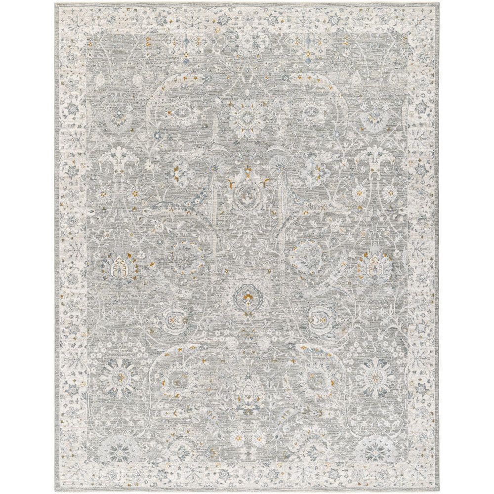 Dresden Medium Gray Traditional Border 6 ft. 7 in. x 9 ft. 6 in. Area Rug price history on PriceWatchPro