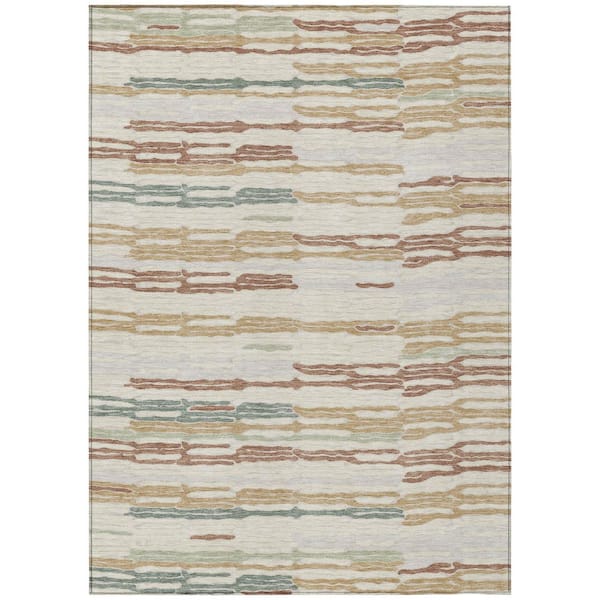 Chantille Machine Washable Indoor/Outdoor Abstract ACN3114 Cream 5 ft. x 7 ft. 6 in. Area Rug