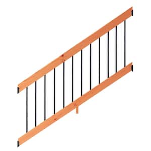 6 ft. Redwood-Tone Southern Yellow Pine Stair Rail Kit with Aluminum Square Balusters