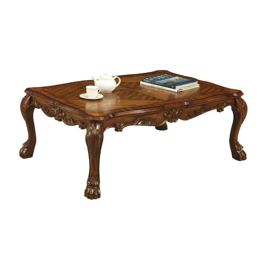Dresden Cherry Oak 54" Rectangular Coffee Table with Claw Feet