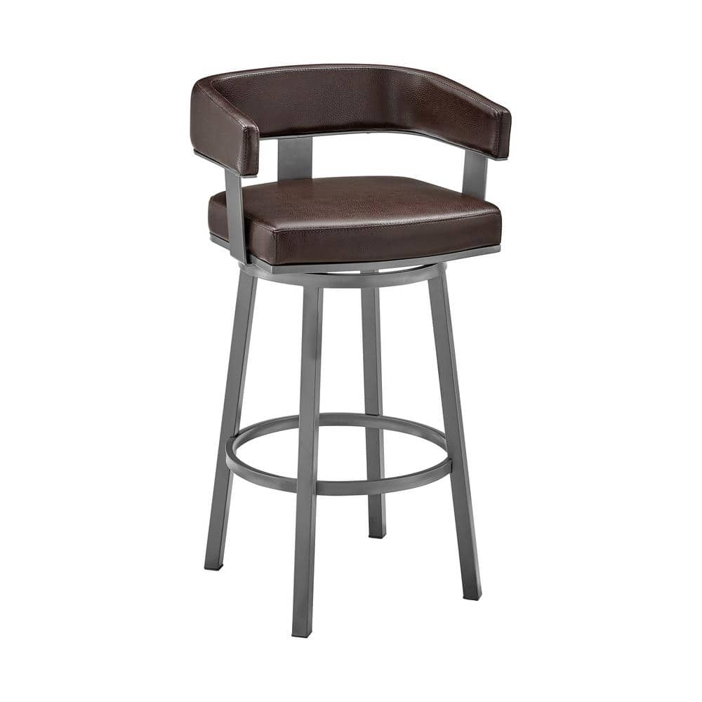 Java Brown 30" Swivel Bar Stool with Chocolate Faux Leather