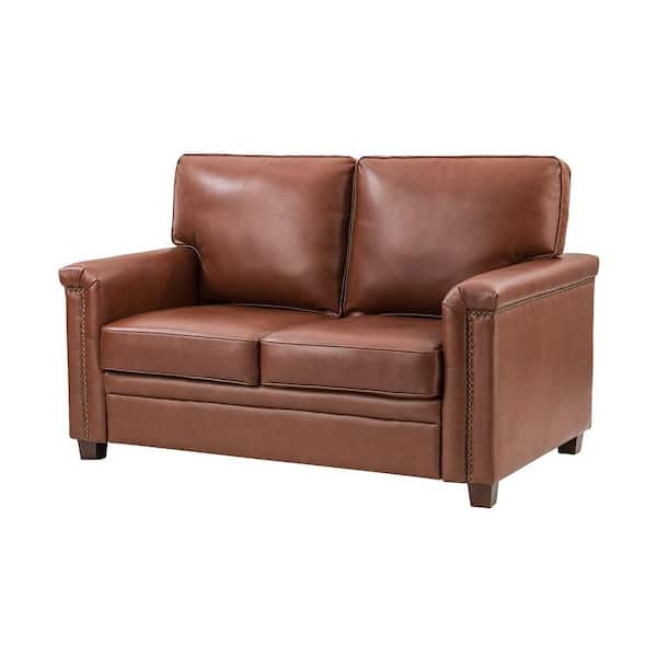 JAYDEN CREATION Ema Brown leather 2 Piece Living Room Set with