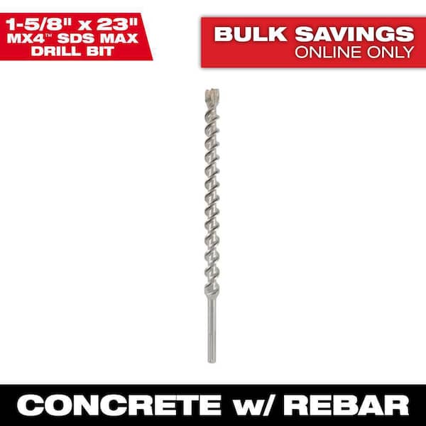 Milwaukee 1-5/8 in. x 23 in. 4-Cutter SDS-MAX Carbide Drill Bit