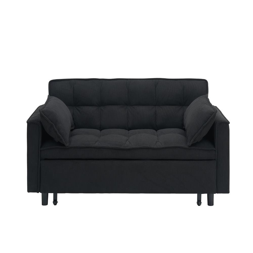 54.30 in. Black Corduroy Modular Sectional Sleeper Sofa with Pull Out Bed, Loveseat Size Sofa Bed price history on PriceWatchPro