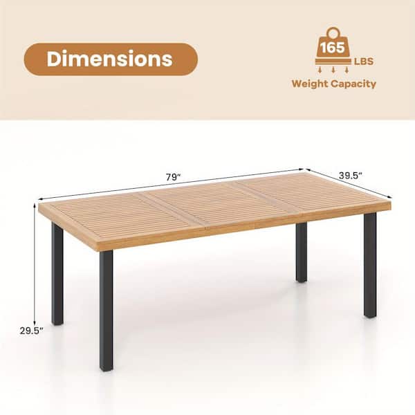 Cisvio 1 rustic 79 in. dining table in acacia wood seating 8 people with 1.9 in. umbrella hole