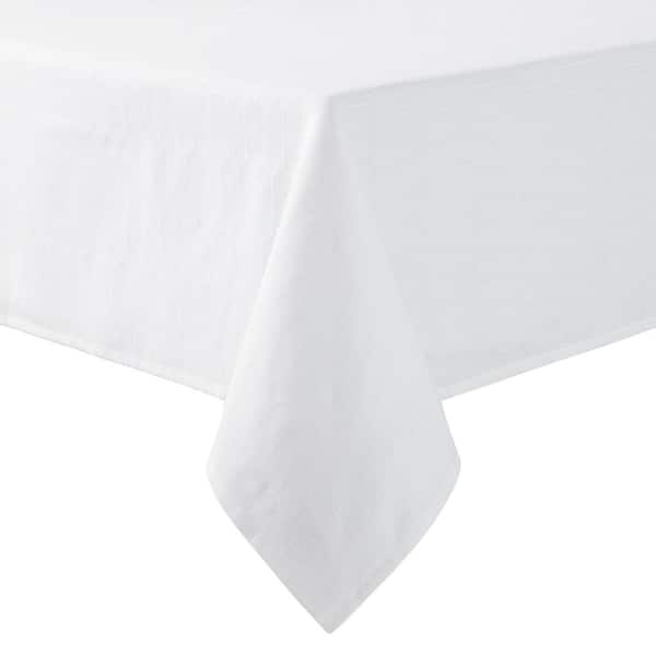 MARTHA STEWART Honeycomb Modern Farmhouse 120 in. W x 60 in. L White Cotton Tablecloth