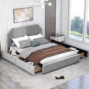 Gray Full Size Upholstered Platform Bed with a Hydraulic Storage System ...