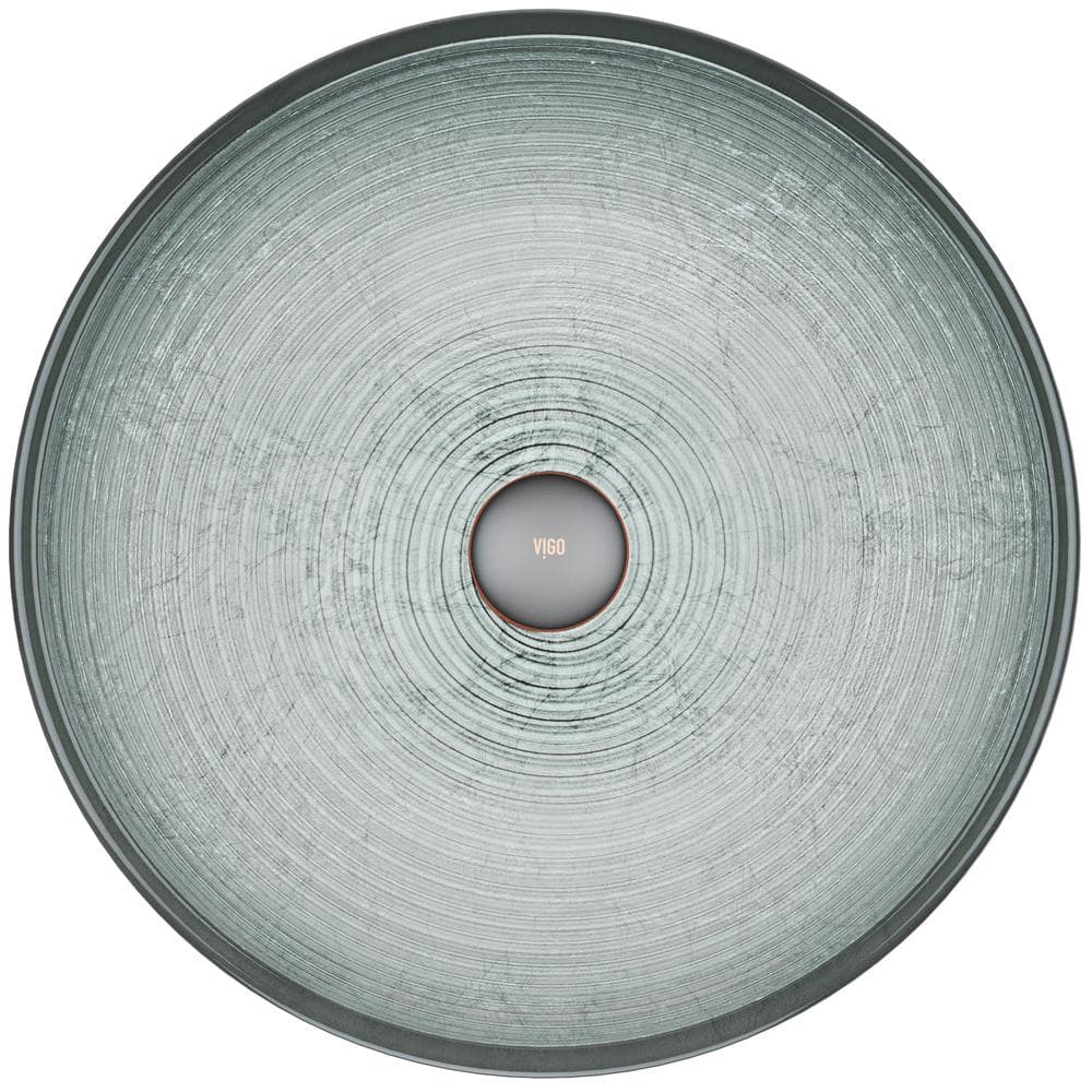 Simply Silver Circular Glass Vessel Sink with Swirled Pattern