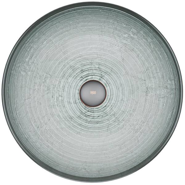Giovanni Artistic Silver Glass 17 in. L x 17 in. W x 6 in. H Round Vessel Bathroom Sink