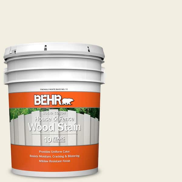 BEHR 5 gal. #12 Swiss Coffee Solid Color House and Fence Exterior Wood Stain