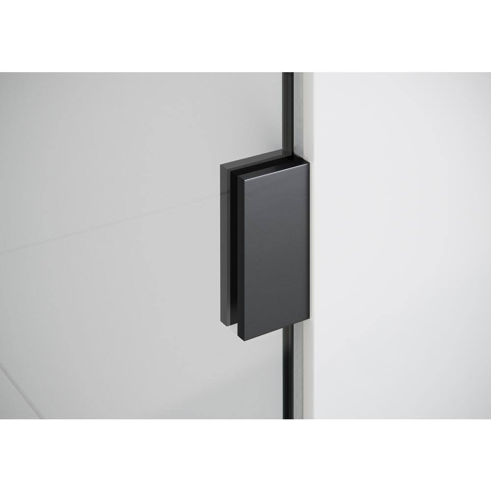 Matte Black Frameless Wall Hinge Shower Door 37.75 x 78 Inch