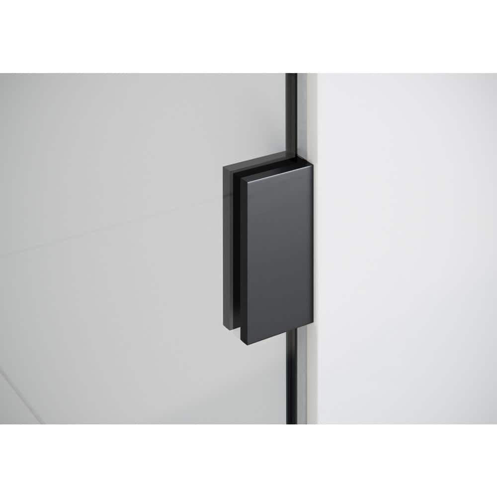 Matte Black Frameless Glass Wall Hinge Shower Door, 78" x 45.25"