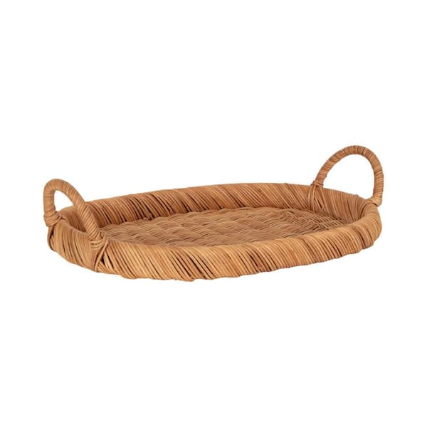 Cormont Natural Brown Oval Natural Material 19 in. Decorative Tray