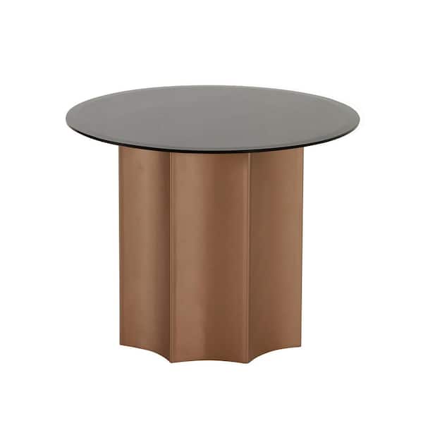 Ingram Modern 24 in. Black Round Glass End Table