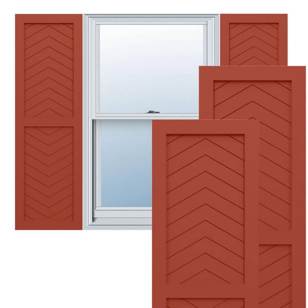 Ekena Millwork True Fit PVC 18 in. W x 39 in. H Flat Panel Vinyl Shutters Pair in Colorful Leaves