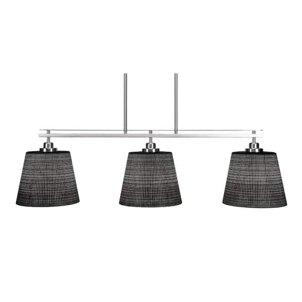 Unbranded Monroe 3-Light Brushed Nickel, Billiard Light, Any room with 10 in. Black Matrix Glass Shades no bulbs included