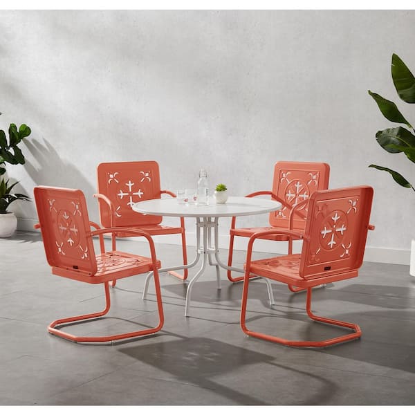 CROSLEY FURNITURE Azalea Coral 5-Piece Metal Round Outdoor Dining Set