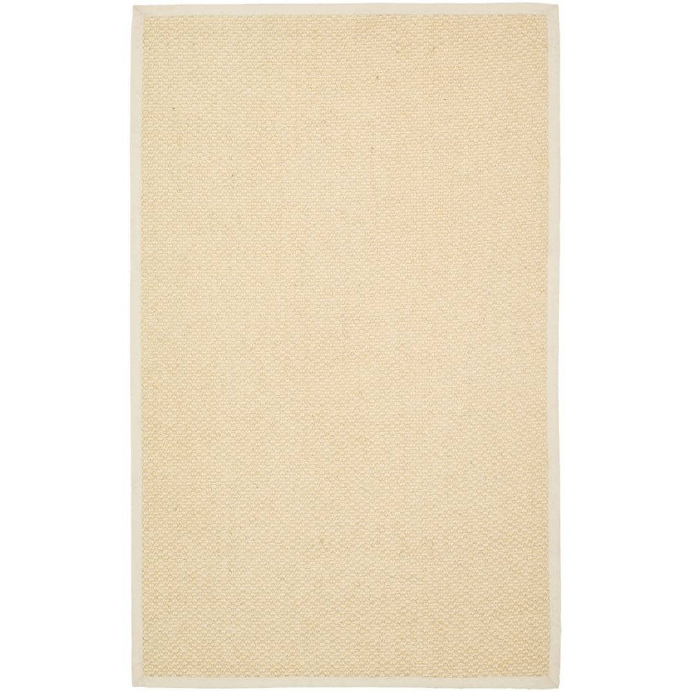 Cream Braided Wool Non-slip Area Rug 4' x 6'