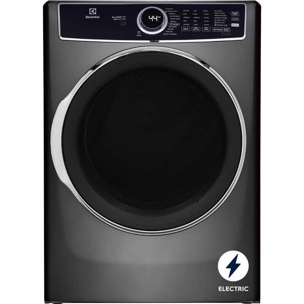 Electrolux 8 cu. ft. vented Front Load Stackable Electric Dryer in Titanium with LuxCare Dry and Perfect Steam