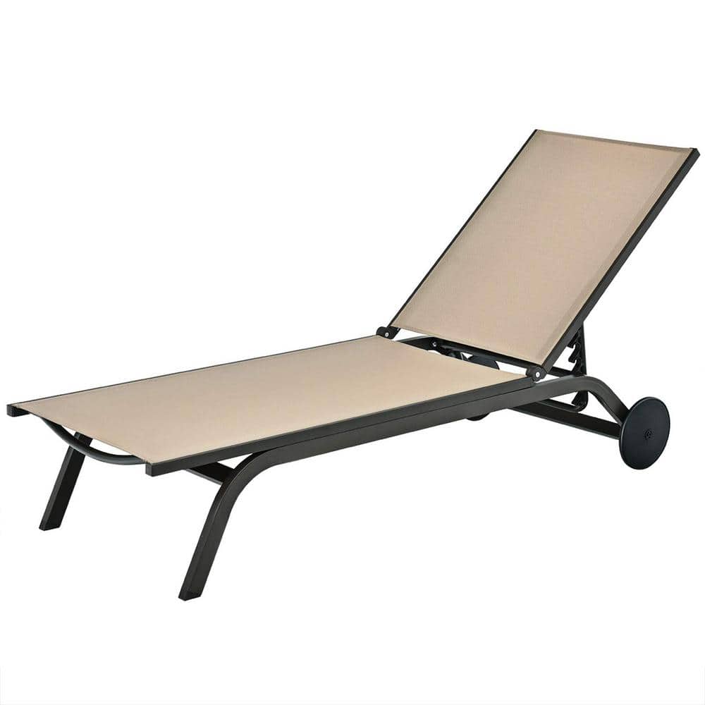 Alpulon 6Position Adjustable Gray Fabric Aluminum Frame Outdoor Chaise