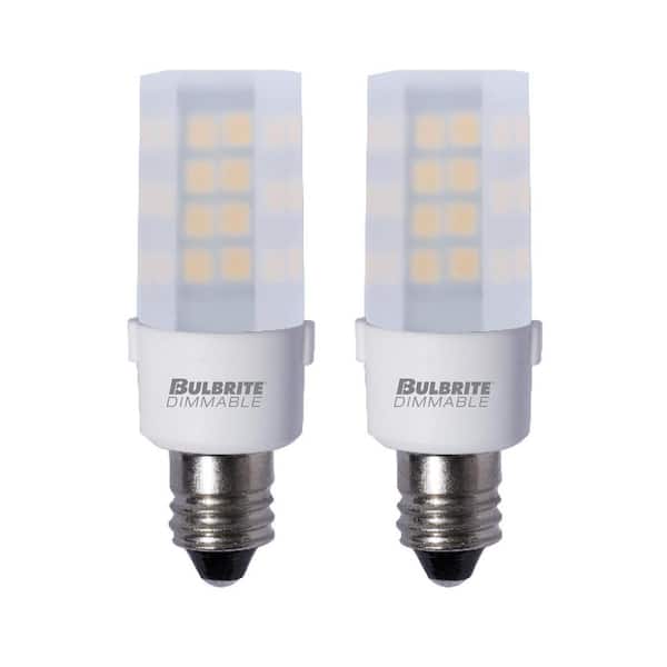 Bulbrite 35 - Watt Equivalent Soft White Light T4 (E11) Mini-Candelabra Screw, Dimmable Frost LED Light Bulb 3000K (2-Pack)