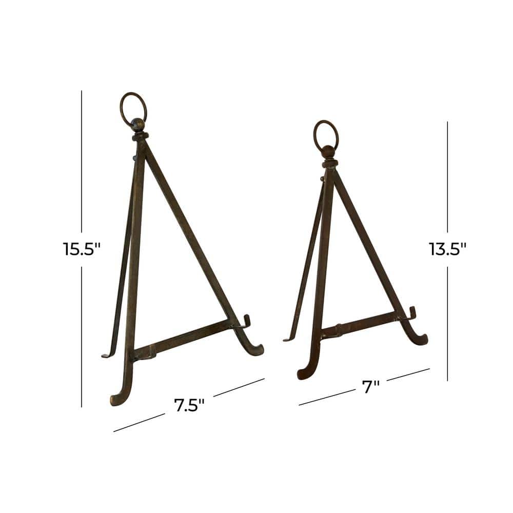 Bronze Metal Easel Set with Foldable Stand, 2-Piece