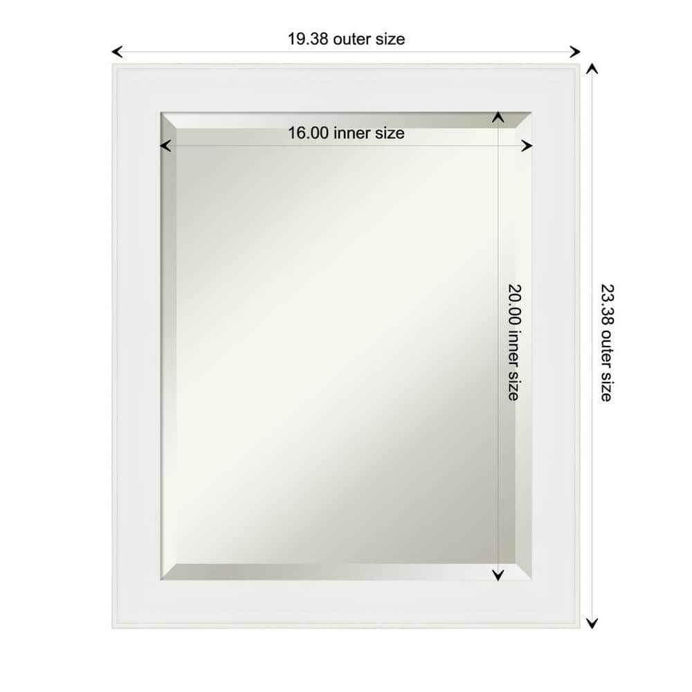 Vanity White Rectangular Framed Wall Mirror 19.38 x 23.38 Inches