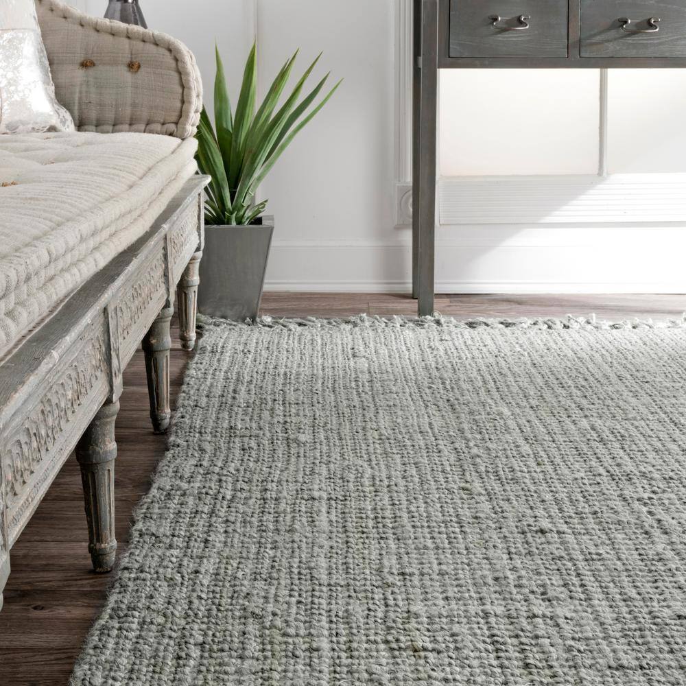 Handmade Gray Wool Braided Rectangular 5' x 7' Area Rug