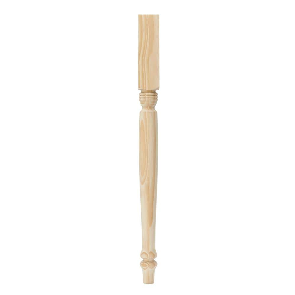 Waddell Farmhouse Table Leg with Chamfer - 29 in. H x 2.25 in. Dia. - Unfinished Sanded Pine Wood - DIY Home Furniture Decor