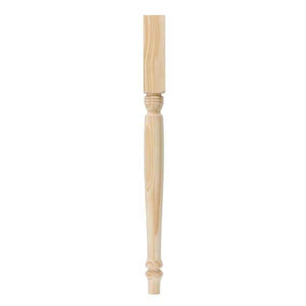 Waddell Farmhouse Table Leg with Chamfer - 29 in. H x 2.25 in. Dia. - Unfinished Sanded Pine Wood - DIY Home Furniture Decor