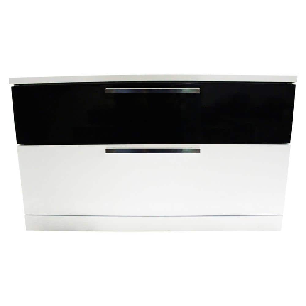 Bahamas Black & White Poplar Wood 2-Drawer Nightstand