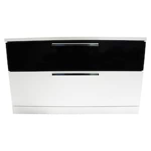Bahamas 2 -Drawer Black/White Modern Nightstand 16.5 in. H x 28 in. W x 16 in. D