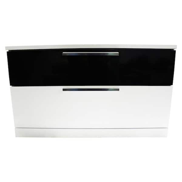 Best Master Furniture Bahamas 2 -Drawer Black/White Modern Nightstand 16.5 in. H x 28 in. W x 16 in. D