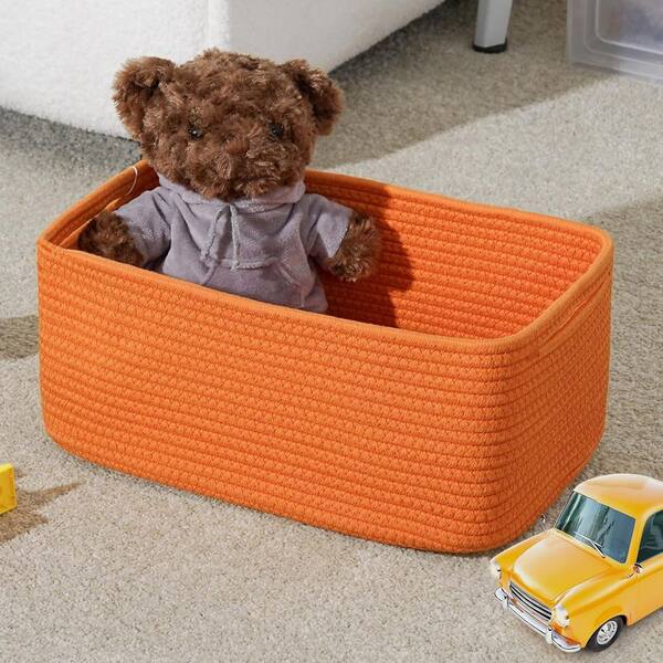 3-Pack Orange Woven Storage Baskets with Handles (11.8×7.8×5.1