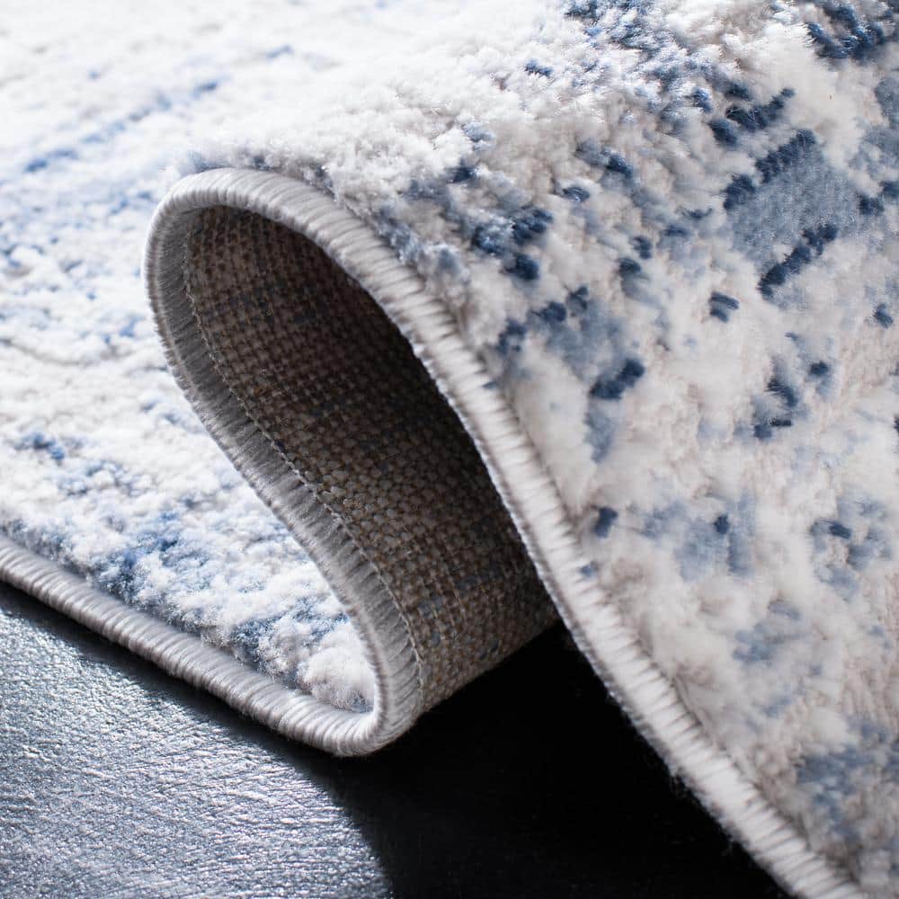 Amelia Blue and Gray Geometric Synthetic 10' x 14' Area Rug