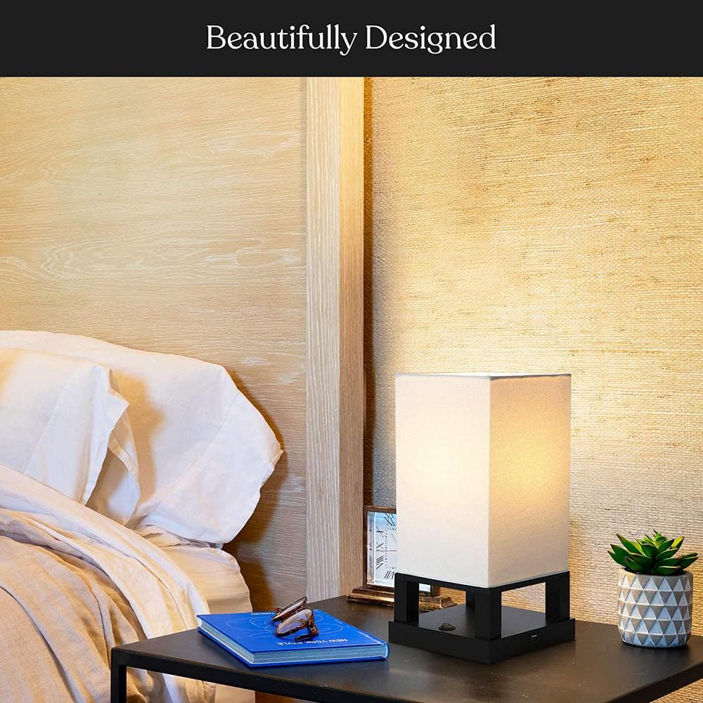 Classic Black Modern USB Charging Table Lamp