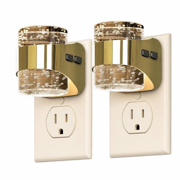 2-Pack Plug-In LED Night Light, 3-Color Temperature, Dusk-to-Dawn Sensor, Bubble Acrylic, Adjustable