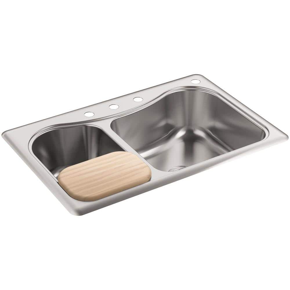 Staccato 33" Stainless Steel Double Bowl Drop-In Kitchen Sink