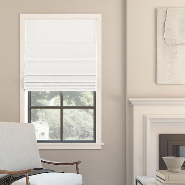 Sun Zero Somerton Cordless White 100% Blackout Textured Fabric Roman Shade 33 in. W x 64 in. L