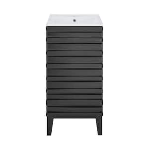 Cascade 18 in. Bathroom Vanity Cabinet with White Ceramic Top in Black