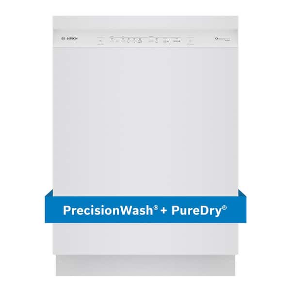 Bosch 100 Series Plus 24 in. White Front Control Tall Tub Dishwasher with Hybrid Stainless Steel Tub, 48 dBA