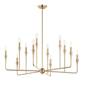 Alvaro 39.75 in. 12-Light Champagne Bronze Modern Candle Chandelier for Dining Room
