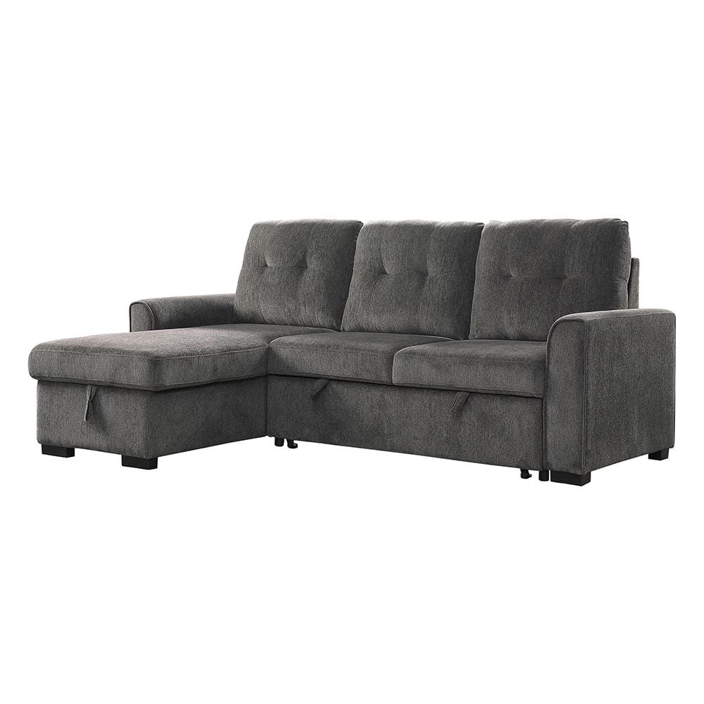 Suri 90 in. Straight Arm 2-piece Chenille Reversible Sectional Sofa in Dark