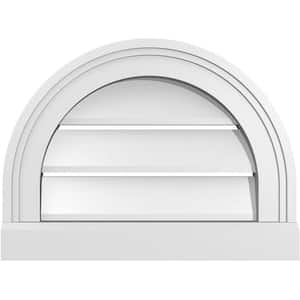 16 in. x 12 in. Round Top White PVC Paintable Gable Louver Vent Functional