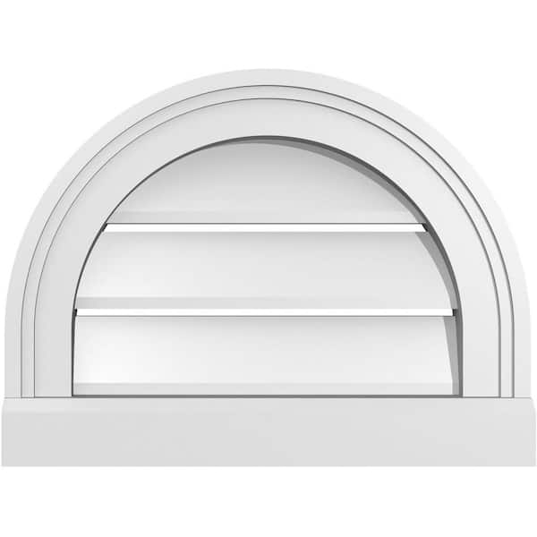 Ekena Millwork 16 in. x 12 in. Round Top White PVC Paintable Gable Louver Vent Functional