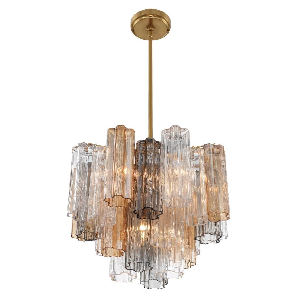 Addis Aged Brass and Crystal 4-Light Chandelier